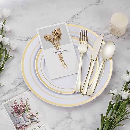 BESTVIP 450PCS Gold Dinnerware Set for 75 Guests, - Image 3