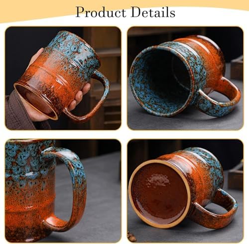 Coffee Mug,20 Oz Coffee Cups Ceramic Tea Cup Large Coffee Mug for Office and Home - Dishwasher and Microwave Safe Novelty Coffee Mug(2, Green and Blue) - Image 3