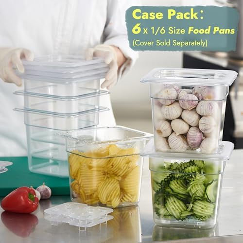 CURTA 12-Pack 1/6 Size 6" Deep NSF Polycarbonate Food Pans | Dishwasher & Freezer Safe Clear Container for Prep Tables, Buffet, Salad Bar, Commercial & Home Kitchen - Image 3