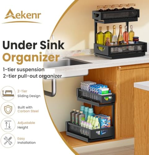Under Sink Organizer for Kitchen and Bathroom Cabinets Pull Out Storage - Image 2