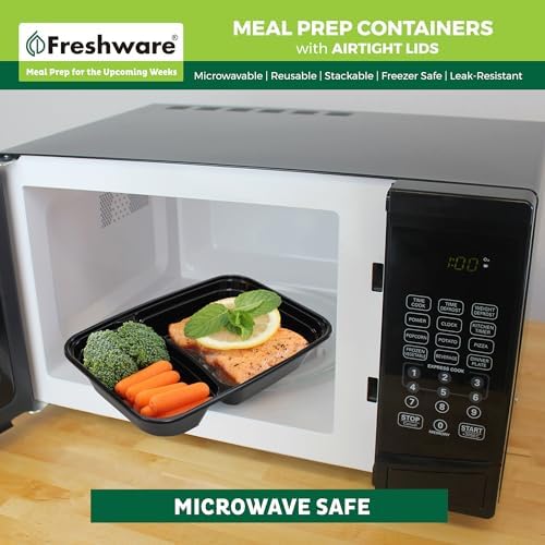 Freshware Meal Prep Containers with Lids 28 oz [150 Pack] 2-Compartment Food Storage Containers, Bento Box Lunch Containers, BPA Free, Airtight, Stackable, Reusable, Microwave/Dishwasher/Freezer Safe - Image 6