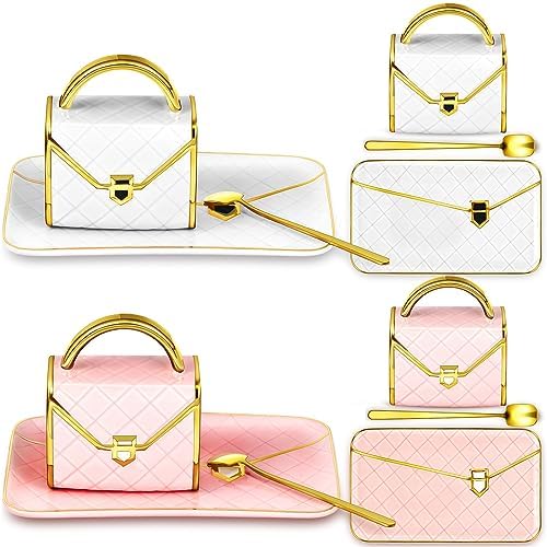 Zubebe 2 Sets Coffee Mug Elegant Handbag Shaped Cup,Pink White by Zubebe