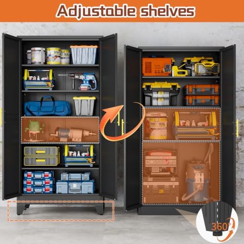Black Metal Storage Cabinet,75" Steel Cabinets for Home Office - Image 3