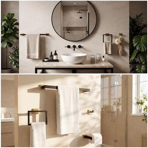 30 Pcs Black Gold Bathroom Hardware Accessories Bath Towel Bar Set - Image 6
