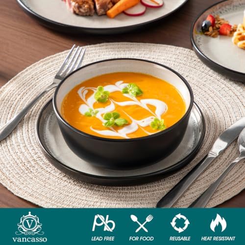 vancasso 24-Piece Grayish Beige Stoneware Plates and Bowls Sets for 8 - Image 4