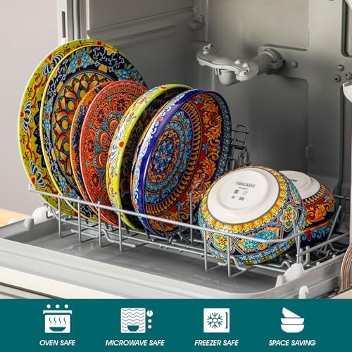 vancasso 24-Piece Dinnerware Sets,Plates & Bowls Sets Service for 6, Bohemian Porcelain Dishes Set for 6, Kitchen Dinner Set,Microwave & Dishwasher Safe, Scratch Resistant,Series KRVI - Image 4