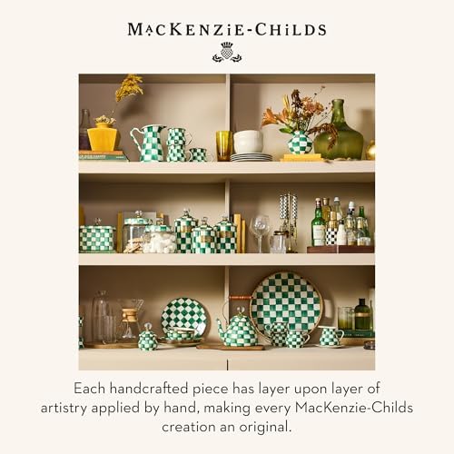 MACKENZIE-CHILDS Coffee French Press, Green-and-White Emerald Check - Image 6