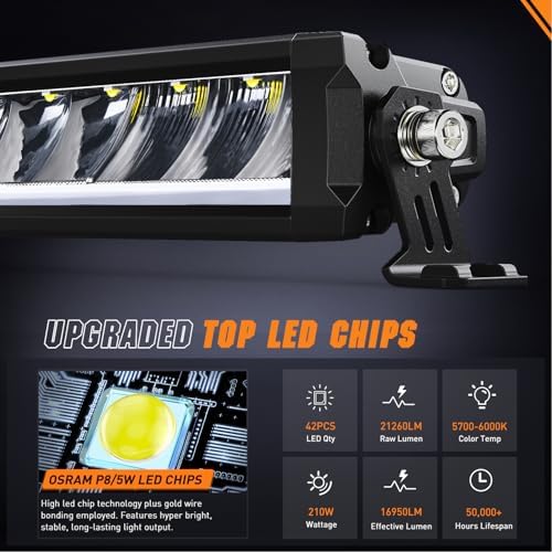 Nilight LED Light Bar with Amber DRL 50.5 Inch 210 W Single Row Light - Image 3