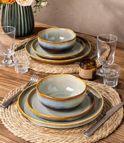 TheTerra Ceramic Dinnerware Set for 8, 24-Piece Plates and Bowls Set - Image 7
