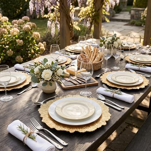 24 Pack Gold Charger Plates, 13inch Reef Chargers for Dinner Plates - Image 6