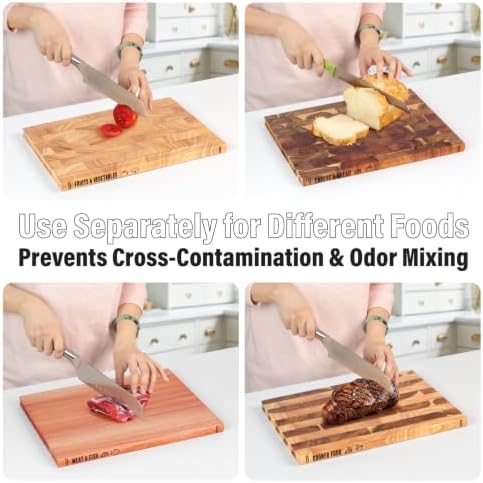 4Pcs Book Cutting Board Set with Stand - The Cutting Board Library, Solid Wood Book-Shaped Boards for Serving & Display, Labeled for Meat & Fish, Bread & Cheese, Cooked Food, Fruits & Vegetables - Image 6