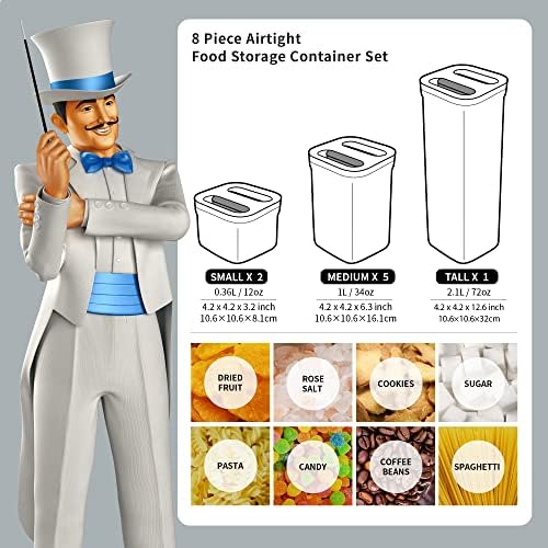 MR.SIGA 8 Piece Airtight Food Storage Container Set for Pantry Organization - Image 2