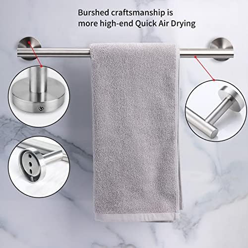 Cilee 10 Piece Brushed Nickel Bathroom Accessories Set, 16 inch Brushed Nickel Bathroon Hardware Set Towel Bar Ring Toilet Paper Holder Robe Towel Hook SUS304 Stainless Steel - Image 3