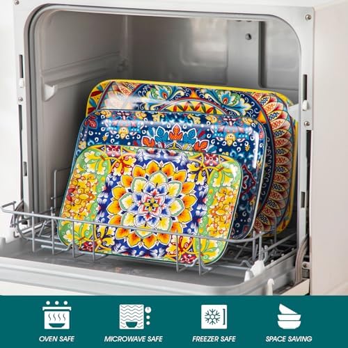 vancasso Serving Platters Set of 3, 16"/14"/12" In Rectangular Trays Retro - Image 4