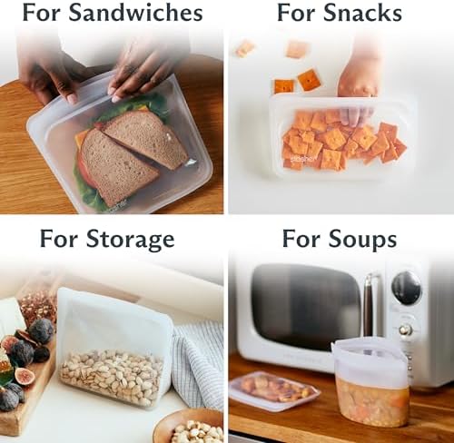 Stasher Premium Reusable Silicone Storage Bags, Starter Kit, Clear (Pack of 24) - Image 2