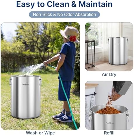 Paw Libero 25 Lbs Stainless Steel Dog Food Storage Container with Airtight Lid & Ceramic Bone Handle, Large Metal Dog Food Bin for Dogs & Cats, Keep Fresh, Easy to Clean - Image 6
