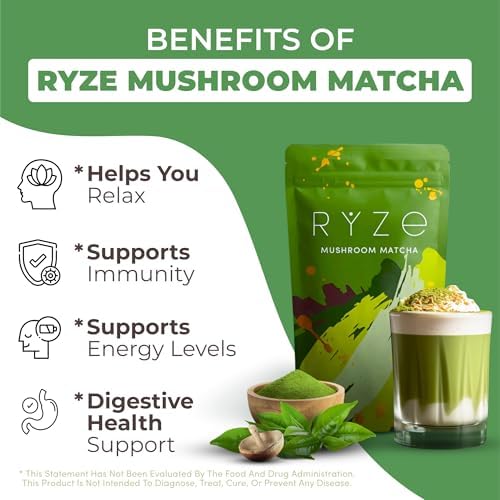 RYZE Mushroom Matcha Starter Kit, 6 Adaptogenic Mushrooms, 60 Servings - Image 3
