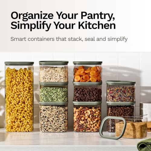 Naked Kitchen 20-Piece Food Storage Containers with Lids – Stackable BPA-Free Borosilicate Glass Pantry Storage Containers with Leak-Resistant Airtight Seal for Kitchen & Pantry Organization – Green - Image 2