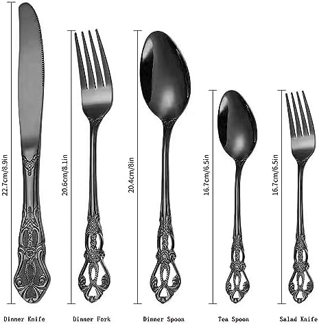 Black Silverware Set for 2, MIKIWAY 10 Pieces Stainless Steel Flatware Set, Cutlery Tableware Set, Kitchen Utensils Set Include Spoons And Forks Set, Mirror Polished, Dishwasher Safe - Image 2