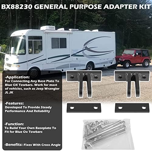 Replace for Blue Ox BX88230 Universal Bolt-On Base Plate Tow Bar Adapter Bracket Kit for Blue Ox Tow Bars Flat Towing, General Purpose Adapter Kit Fits Most Vehicles, Heavy Duty 5000 lbs Rated - Image 2