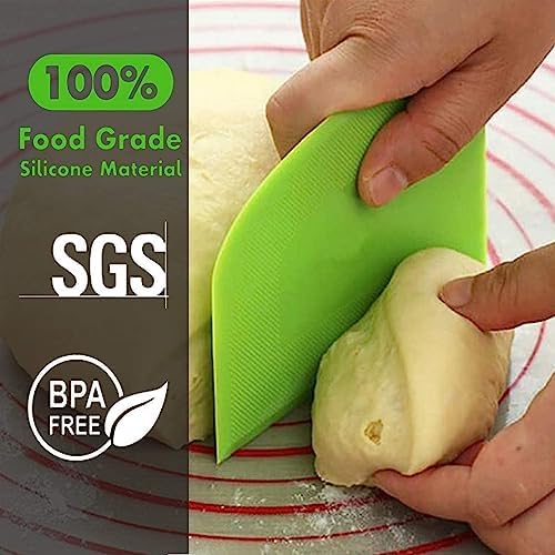 SURDOCA Dough Scraper Bench Scraper - 3P 11.8x7.3" Plastic Flexible Bowl Scraper, Sharp Edge & Angles Cake Scraper. Non-Slip Bakeware Decorating Tools Sculpting & Modeling Tools - Blue+Green+Blue - Image 3
