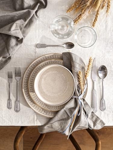 LE TAUCI 24 Piece Dinnerware Sets for 8, Large Plates and Bowls Sets, Ceramic Dishes Set for 8, Modern Stoneware Tableware, Chip Resistant, Ideal for Hosting, Reactive Beige (8"&10" Plate, 27oz Bowl) - Image 4