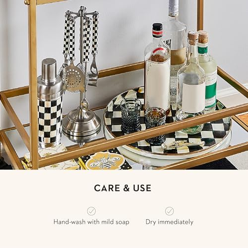MACKENZIE-CHILDS 3260 Bar-Tool Set, Black-and-White Courtly Check - Image 5