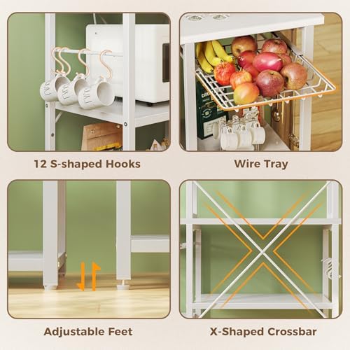 SUPERJARE Large Bakers Rack with Power Outlets, 39.7 Inches Microwave Stand - Image 7