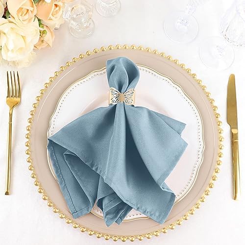 Balsa Circle 25 pcs 17-Inch Dusty Blue Polyester Table Napkins Reusable Washable Wedding Party Dinner Linens Tableware Supplies - Image 5