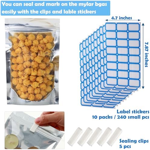300-Pack Reclosable Small Mylar Bags for Food Storage 4.7" x 8" Stand Up Pouch Bags in Bulk Resealable Smell Proof Aluminum Silver Foil Bags with Clear Window Kitchen Storage - Image 3