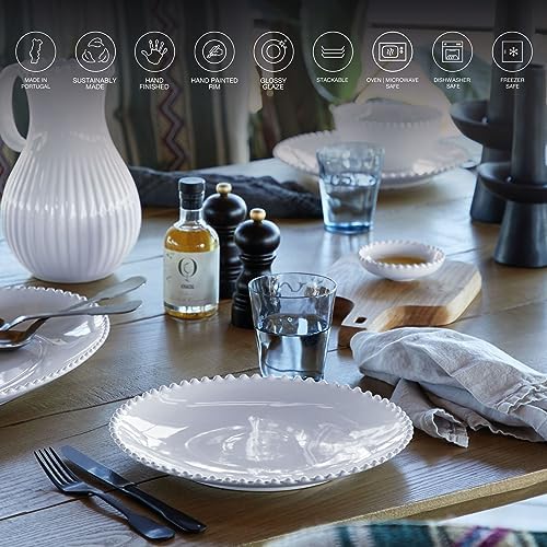 Costa Nova Ceramic Stoneware 20'' Oval Platter - Pearl Collection, White | Microwave, Dishwasher, Oven & Freezer Safe Dinnerware | Food Safe Glazing | Restaurant Quality Serveware - Image 3