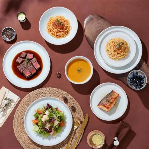 LIANYU 16 Piece Dinnerware Sets with Pasta Bowls for 4, Dusk White - Image 3