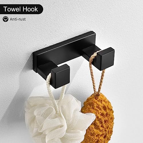 Black Towel Bar Set, 4-Pieces Bathroom Hardware Set Modern Bathroom Towel Holder Set SUS304 Stainless Steel Wall Mounted Towel Rack Set,23.6 Inch - Image 4