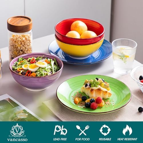 vancasso Bonita Dinnerware Sets, 24 Pieces Multicolor Stoneware Dinner Set - Image 4