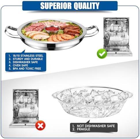 2-Set Shrimp Cocktail Serving Dish with Ice Tray, Cold Chilled Serving Tray - Image 4