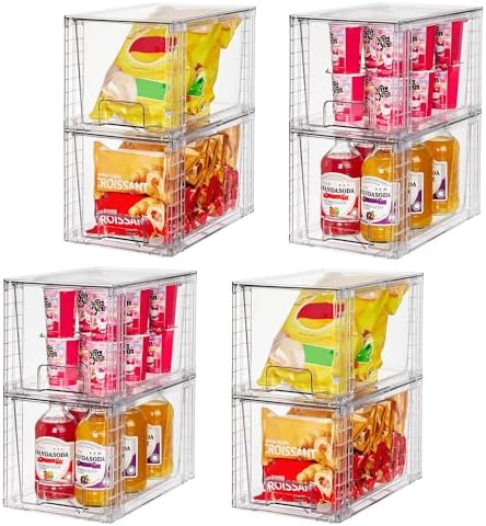 Vtopmart 8 Pack Large Stackable Storage Drawers,Clear Acrylic Drawer Organizers with Handles, Easily Assemble for Fridge, Bathroom,Kitchen Undersink,Cabinet,Pantry Organization and Storage - Image 6