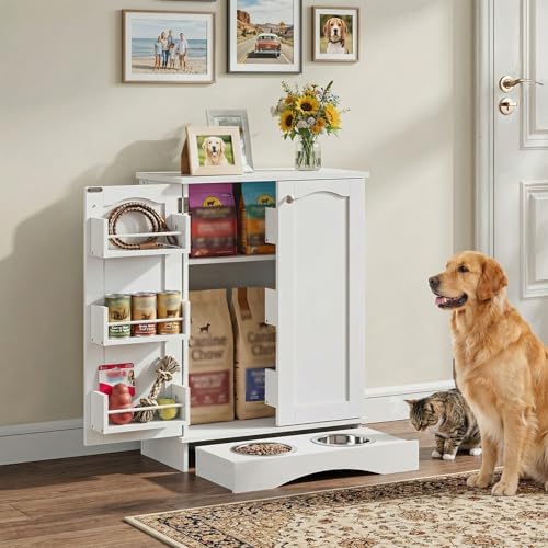 NEWOWNDS 32" H Dog Feeding Station with Storage with Adjustable Shelves - Image 5