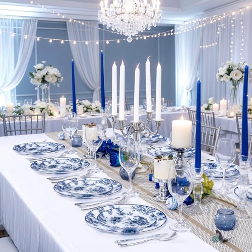 60PCS Blue Floral Plates Disposable - Blue Plastic Plates - Blue and White Plate Include 30 Dinner & 30 Dessert Plates for Bridal Birthday Wedding Party Decorative - Image 5