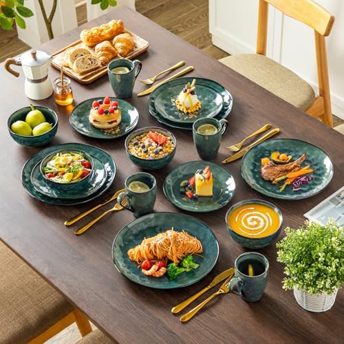 vancasso Starry 16 Pcs Dinnerware Set for 4, Handmade Reactive Glaze, Green - Image 6