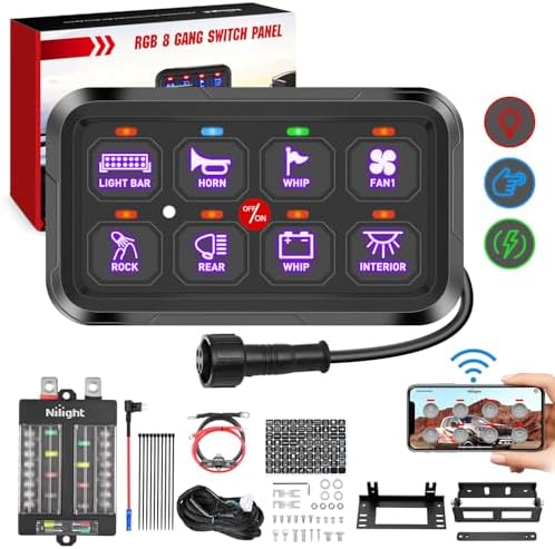 Nilight 8 Gang Switch Panel Relay System w/APP Control Automatic Dimmable by Nilight
