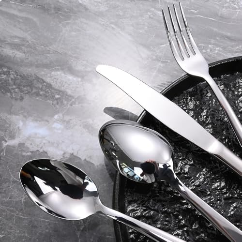 Silverware Set for 8, Prendcyx 40-Piece Heavy Duty Flatware Cutlery Set, 18/0 Food-Grade Stainless Steel Tableware Set, Dishwasher Safe for Home, Restaurant, Wedding, Party, Mirror Polished - Image 5