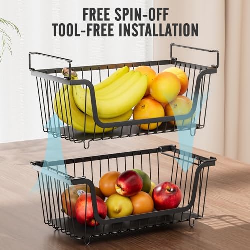 GAOKASE 6 Pcs Stackable Wire Baskets for Pantry Organizers and Storage, - Image 4