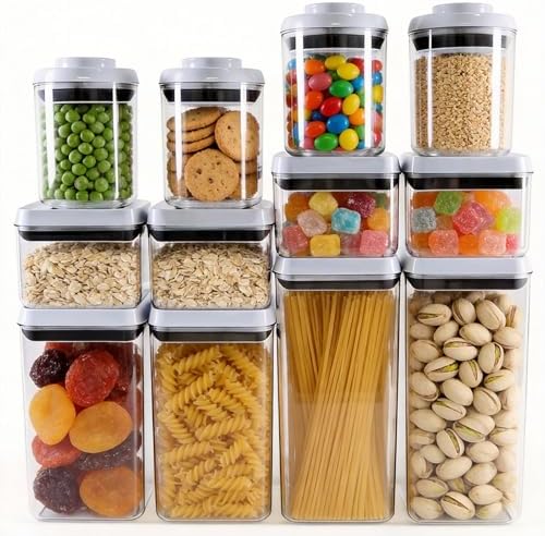 Pop Push Button Airtight Food Storage Containers 12 Pack by MiraFureBrand