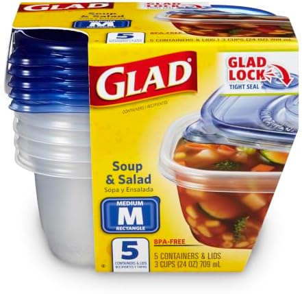 Glad GladWare Medium Rectangle Food Storage Containers, 24 Oz, 5 Ct, 6-Pk - Image 7