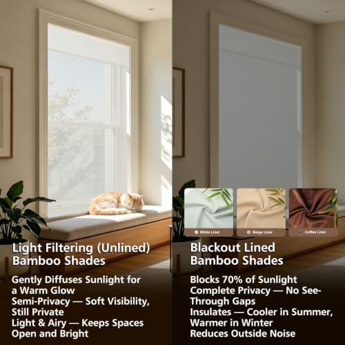 Blackout Cordless Bamboo Roman Shades, Woven Wood Blinds for Indoor Windows - Image 5