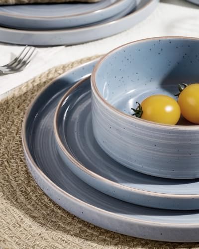 Famiware Stellar 12-Piece Stoneware Dinnerware Set, Blue Gray - Image 3
