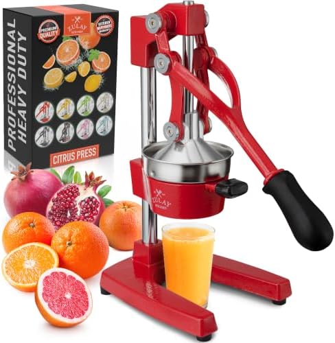 Zulay Kitchen Cast Iron Juicer, Orange Manual Juicer, Citrus Press, Red by ZulayKitchen