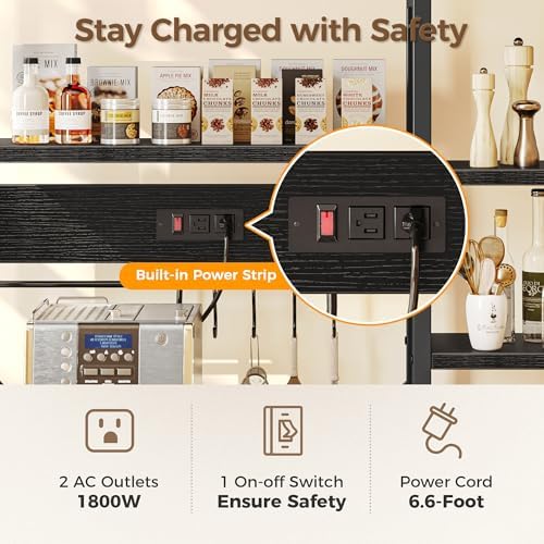 SUPERJARE Large Bakers Rack with Power Outlets, 39.4 Inches Microwave Stand - Image 4