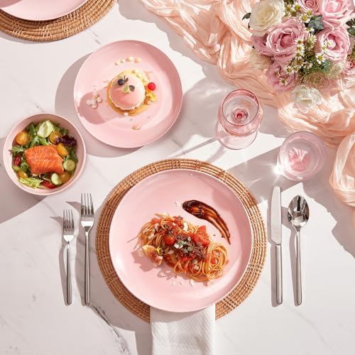 KINGSTONE 24-Piece Bone China Dinnerware Set for 8, Sakura Pink - Image 2