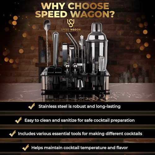 Mixology Bartender Kit – 24 Piece Gun Metal Cocktail Shaker Set w/Stand – Essential Home Bar Accessories Martini Shaker, Jigger, Muddler, Chilling Cubes & More - Image 4
